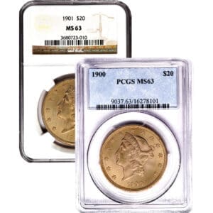 MS63 $20 GOLD LIBERTY GOLD DOUBLE EAGLE