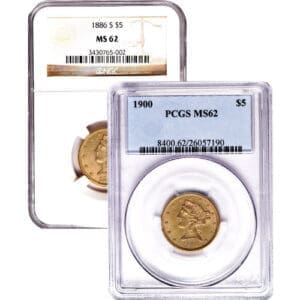 MS62 $5 LIBERTY GOLD HALF EAGLE