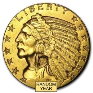 XF $5 INDIAN GOLD HALF EAGLE