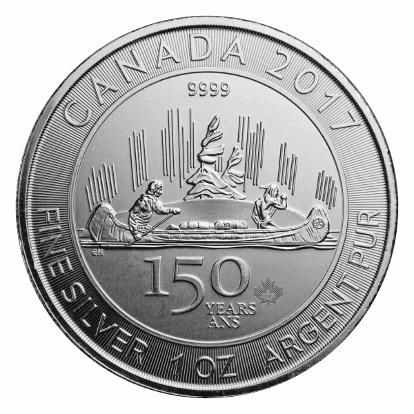1 OUNCE CANADIAN SILVER MAPLE 150TH ANNIVERSARY - Image 2