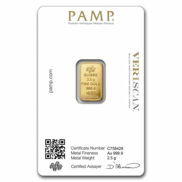 2.5 GRAM GOLD BAR PAMP - Image 2
