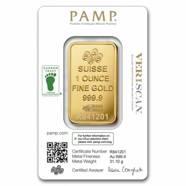 1 OUNCE PAMP SUISSE GOLD BAR (NEW DESIGN) - Image 2