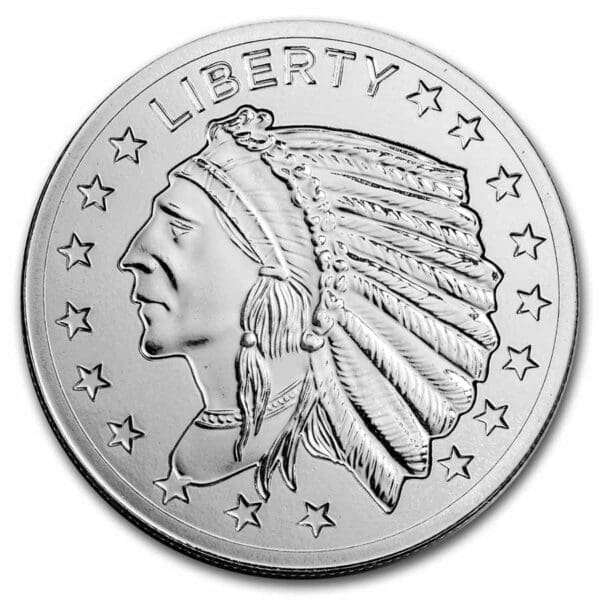 1 OUNCE SILVER ROUND INCUSE INDIAN