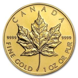 1 OUNCE GOLD CANADIAN MAPLE LEAF .9999 (RANDOM YEAR)