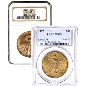 MS63 $20 SAINT GAUDENS GOLD DOUBLE EAGLE