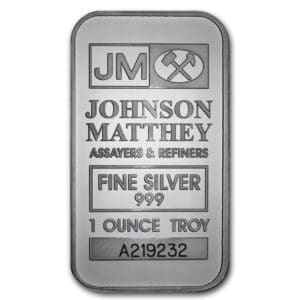 1 OUNCE SILVER BAR JOHNSON MATTHEY